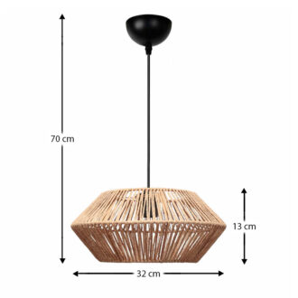 Alternative view of Φωτιστικό οροφής Castel Megapap E27 από σχοινί μονόφωτο χρώμα φυσικό Ø32x70εκ.