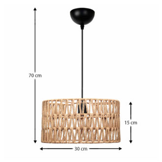 Alternative view of Φωτιστικό οροφής Sarkiz Megapap E27 από σχοινί μονόφωτο χρώμα φυσικό Ø30x70εκ.
