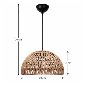 Alternative view of Φωτιστικό οροφής Karon Megapap E27 από σχοινί μονόφωτο χρώμα φυσικό Ø29x70εκ.