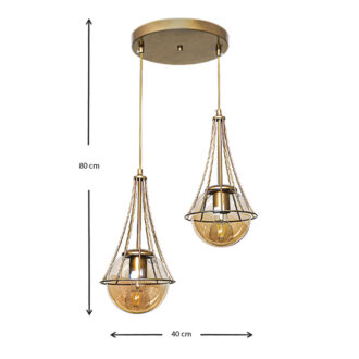 Alternative view of Φωτιστικό οροφής Chavi Megapap E27 μεταλλικό δίφωτο χρώμα χρυσό 40x40x80εκ.