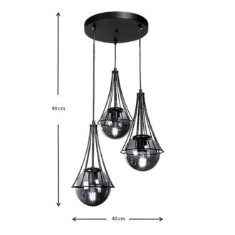 Alternative view of Φωτιστικό οροφής Chavi Megapap E27 μεταλλικό τρίφωτο χρωμα μαύρο 40x40x90εκ.