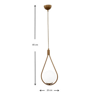 Alternative view of Φωτιστικό οροφής Shemesh Megapap E27  μεταλλικό μονόφωτο χρώμα χρυσό ματ 20x20x85εκ.