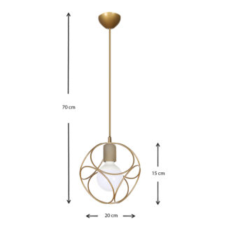 Alternative view of Φωτιστικό οροφής Lusita Megapap E27 μεταλλικό μονόφωτο χρώμα χρυσό 20x20x70εκ.