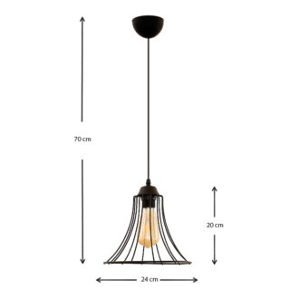 Alternative view of Φωτιστικό οροφής Gerel Megapap E27 μεταλλικό μονόφωτο χρώμα μαύρο 24x24x70εκ.