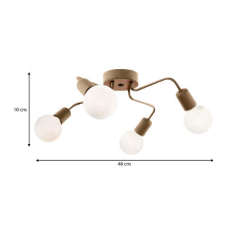 Alternative view of Φωτιστικό οροφής Horus Megapap E27 μεταλλικό τετράφωτο χρώμα χρυσό 48x48x10εκ.