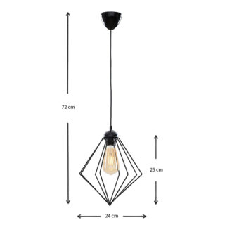 Alternative view of Φωτιστικό οροφής Nura Megapap E27 μεταλλικό μονόφωτο χρώμα μαύρο 24x24x72εκ.
