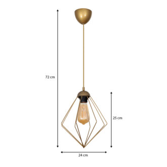 Alternative view of Φωτιστικό οροφής Nura Megapap E27 μεταλλικό μονόφωτο χρώμα χρυσό 24x24x72εκ.