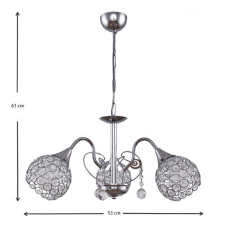 Alternative view of Φωτιστικό οροφής Dagobert Megapap E27 μεταλλικό τρίφωτο χρώμα ασημί 53x53x61εκ.
