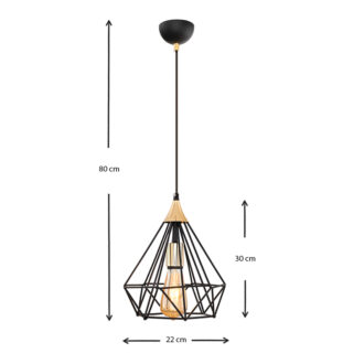 Alternative view of Φωτιστικό οροφής Hideki Megapap E27 μεταλλικό μονόφωτο χρώμα μαύρο 22x22x80εκ.