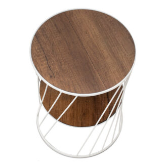 Alternative view of Τραπεζάκι βοηθητικό Jaspin Megapap μεταλλικό - Mdf χρώμα λευκό - καρυδί 32x32x44εκ.