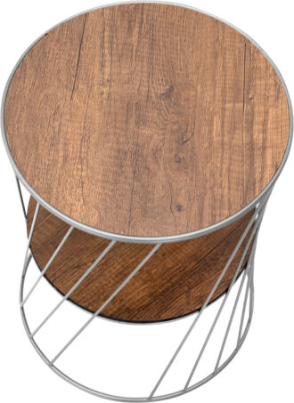 Alternative view of Τραπεζάκι βοηθητικό Jaspin Megapap μεταλλικό - Mdf χρώμα ασημί - καρυδί 32x32x44εκ.