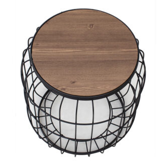 Alternative view of Σκαμπώ - Τραπεζάκι βοηθητικό Muller Megapap μεταλλικό - Mdf χρώμα μαύρο - καρυδί 35x35x47εκ.