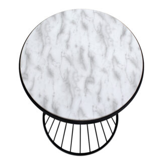 Alternative view of Τραπεζάκι βοηθητικό Hoffman Megapap μεταλλικό - Mdf χρώμα μαύρο - λευκό εφέ μαρμάρου 35x35x58εκ.