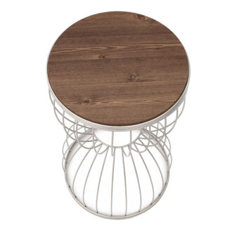 Alternative view of Τραπεζάκι βοηθητικό Pino Megapap μεταλλικό - Mdf χρώμα λευκό - καρυδί 35x35x58εκ.