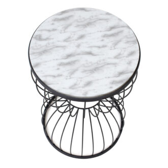 Alternative view of Τραπεζάκι βοηθητικό Pino Megapap μεταλλικό - Mdf χρώμα μαύρο - λευκό εφέ μαρμάρου 35x35x58εκ.