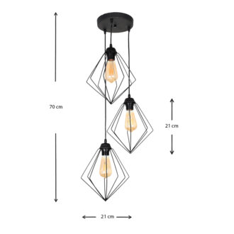 Alternative view of Φωτιστικό οροφής Nura Megapap E27 μεταλλικό τρίφωτο χρώμα μαύρο 21x21x70εκ.