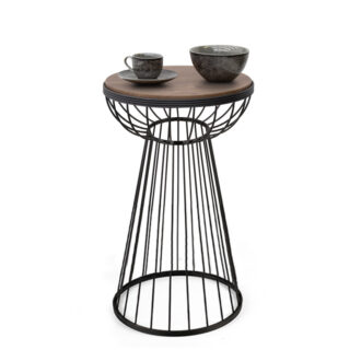 Τραπεζάκι βοηθητικό Mantare Megapap μεταλλικό - Mdf χρώμα μαύρο - καρυδί 35x35x58εκ.