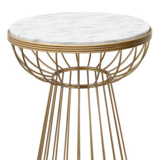 Alternative view of Τραπεζάκι βοηθητικό Mantare Megapap μεταλλικό - Mdf χρώμα χρυσό - λευκό εφέ μαρμάρου 35x35x58εκ.