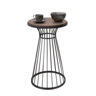 Τραπεζάκι βοηθητικό Tekosi Megapap μεταλλικό - Mdf χρώμα μαύρο - καρυδί 35x35x58εκ.