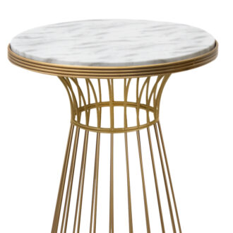 Alternative view of Τραπεζάκι βοηθητικό Tekosi Megapap μεταλλικό - Mdf χρώμα χρυσό - λευκό εφέ μαρμάρου 35x35x58εκ.
