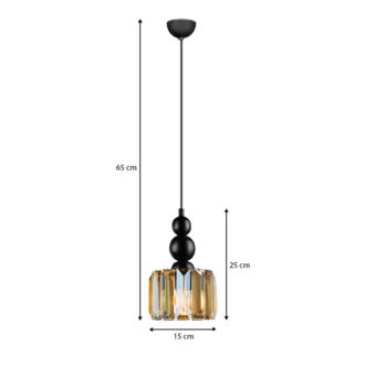Alternative view of Φωτιστικό οροφής Alaba Megapap E27 μεταλλικό - γυάλινο μονόφωτο χρώμα μαύρο 15x15x65εκ.