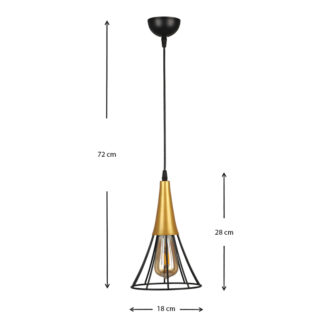 Alternative view of Φωτιστικό οροφής Havana Megapap E27 μεταλλικό μονόφωτο χρώμα μαύρο - χρυσό 18x18x72εκ.