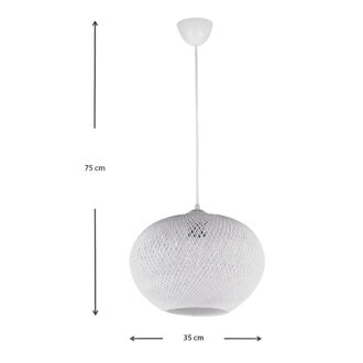 Alternative view of Φωτιστικό οροφής Visca Megapap E27 από σχοινί μονόφωτο χρώμα λευκό 35x35x75εκ.