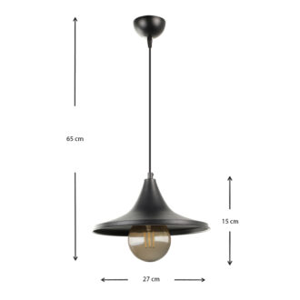 Alternative view of Φωτιστικό οροφής Silia Megapap E27 μεταλλικό μονόφωτο χρώμα μαύρο 27x27x65εκ.