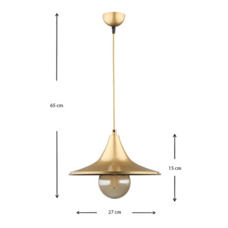 Alternative view of Φωτιστικό οροφής Silia Megapap E27 μεταλλικό μονόφωτο χρώμα χρυσό 27x27x65εκ.