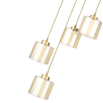 Alternative view of Φωτιστικό οροφής Kenedy Megapap E27 μεταλλικό - γυάλινο τετράφωτο χρώμα χρυσό Ø35x100εκ.