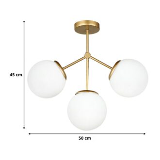 Alternative view of Φωτιστικό οροφής Alison Megapap Ε27 μεταλλικό - γυάλινο τρίφωτο χρώμα χρυσό Ø50x45εκ.