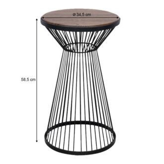 Alternative view of Τραπεζάκι βοηθητικό Cresta Megapap μεταλλικό - Mdf χρώμα μαύρο - καρυδί Ø34,5x58,5εκ.