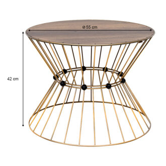 Alternative view of Τραπεζάκι σαλονιού Girene Megapap μεταλλικό - Mdf χρώμα χρυσό - καρυδί Ø55x42εκ.