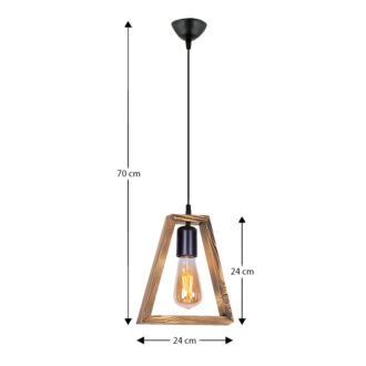 Alternative view of Φωτιστικό οροφής Esela Megapap E27 ξύλινο μονόφωτο χρώμα φυσικό 24x4x70εκ.