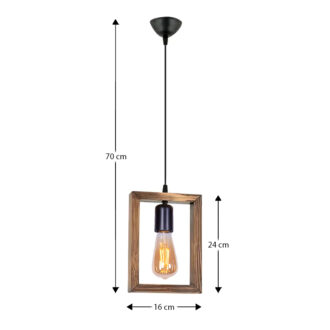 Alternative view of Φωτιστικό οροφής Esela Megapap E27 ξύλινο μονόφωτο χρώμα φυσικό 16x4x70εκ.