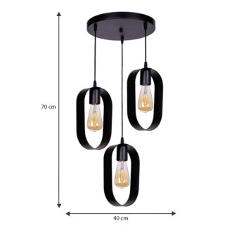 Alternative view of Φωτιστικό οροφής Mordo Megapap E27 μεταλλικό τρίφωτο χρώμα μαύρο 40x40x70εκ.