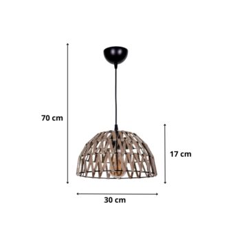 Alternative view of Φωτιστικό οροφής Simoza Megapap E27 μεταλλικό - σχοινί μονόφωτο χρώμα φυσικό Ø30x70εκ.
