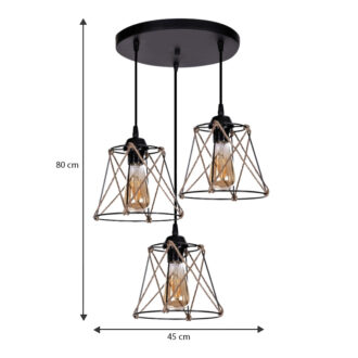 Alternative view of Φωτιστικό οροφής Cesa Megapap E27 μεταλλικό - σχοινί τρίφωτο χρώμα μαύρο 45x40x70εκ.