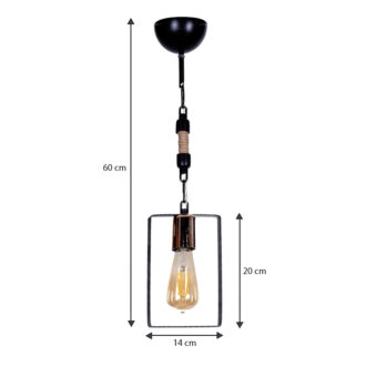 Alternative view of Φωτιστικό οροφής Pembe Megapap E27 μεταλλικό μονόφωτο χρώμα μαύρο 14x6x60εκ.