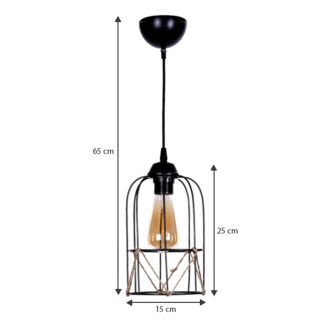 Alternative view of Φωτιστικό οροφής Argon Megapap E27 μεταλλικό - σχοινί μονόφωτο χρώμα μαύρο Ø15x65εκ.