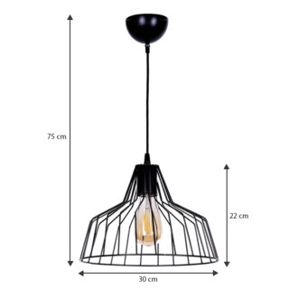 Alternative view of Φωτιστικό οροφής Arezzo Megapap E27 μεταλλικό μονόφωτο χρώμα μαύρο Ø30x75εκ.