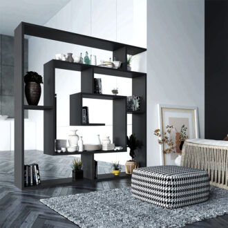 Alternative view of Βιβλιοθήκη Labirent Megapap χρώμα ανθρακί 125x22x129εκ.