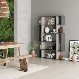 Alternative view of Βιβλιοθήκη Mito Megapap χρώμα ανοιχτή μόκα - ανθρακί 108x25x161εκ.