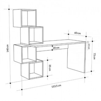 Alternative view of Γραφείο εργασίας Balance Megapap χρώμα λευκό 153,5x60x140εκ