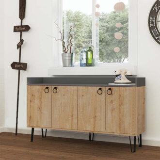 Μπουφές Dea Megapap χρώμα sapphire oak - ανθρακί 140x36x80εκ.