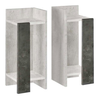 Κομοδίνο Elos Megapap σετ 2 τεμαχίων χρώμα λευκό αντικέ - γκρι ρετρό 25x27x60εκ.