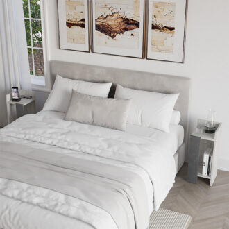 Alternative view of Κομοδίνο Elos Megapap σετ 2 τεμαχίων χρώμα λευκό αντικέ - γκρι ρετρό 25x27x60εκ.