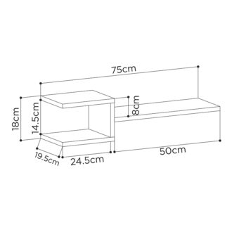Alternative view of Ραφιέρα τοίχου Fork Megapap 2 τεμαχίων χρώμα λευκό 75x19,5x18εκ.