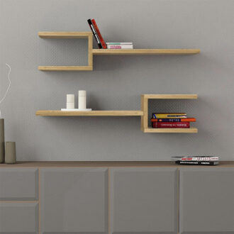 Ραφιέρα τοίχου Fork Megapap 2 τεμαχίων χρώμα sapphire oak 75x19,5x18εκ.