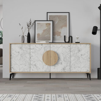 Alternative view of Μπουφές Gora Megapap χρώμα sapphire oak - λευκό εφέ μαρμάρου 180x35,6x82εκ.